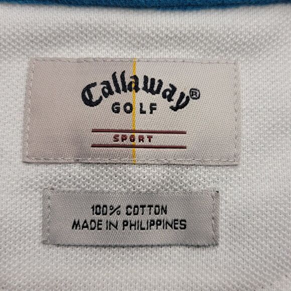 Callaway Mens Golf Polo Shirt Sz M Black Turquoise Pique Cotton Short Sleeve New - Picture 11 of 16